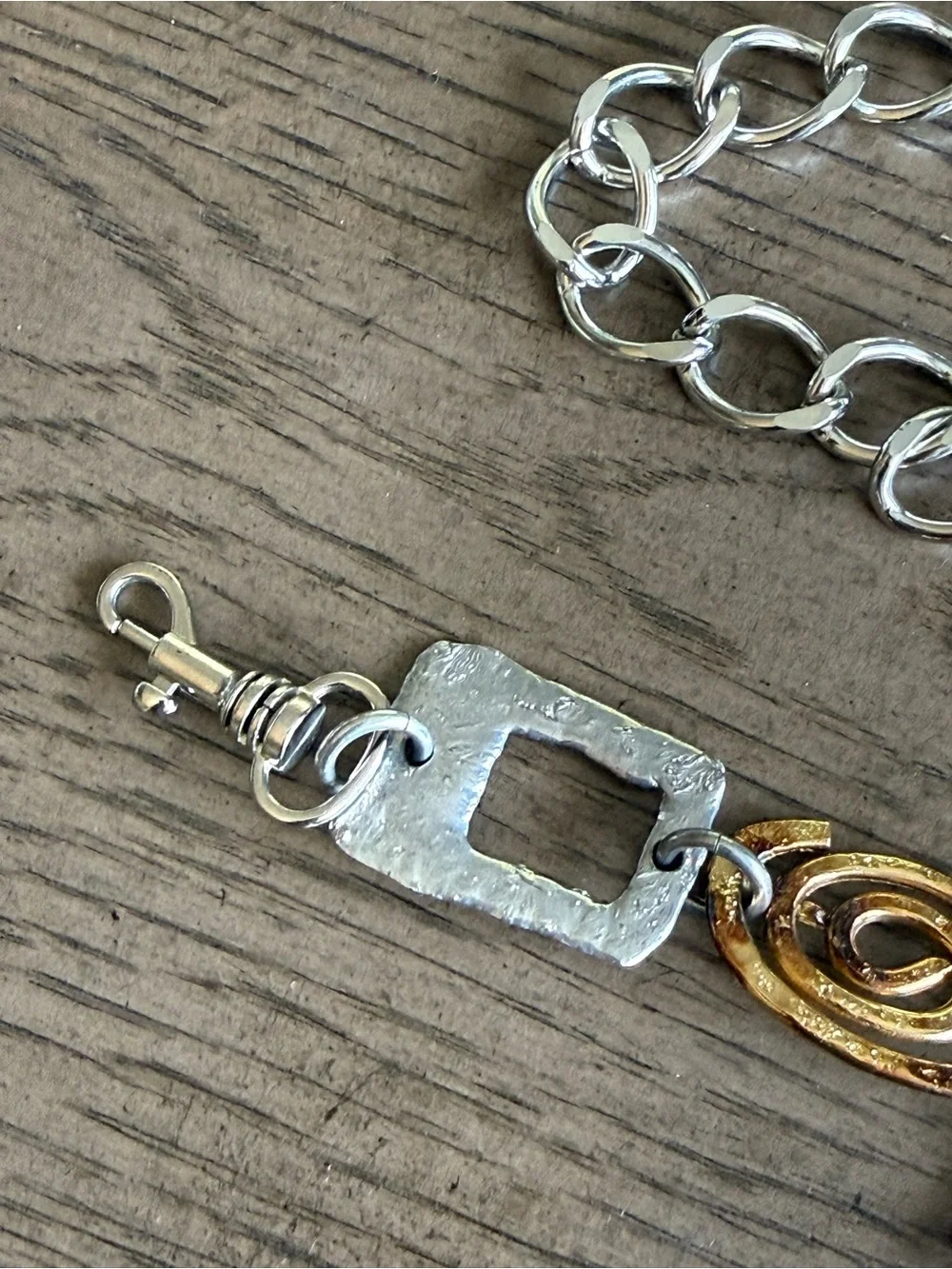 Designer J Jansen Artisan Signed Brutalist Gold Plated Chain Belt OOAK